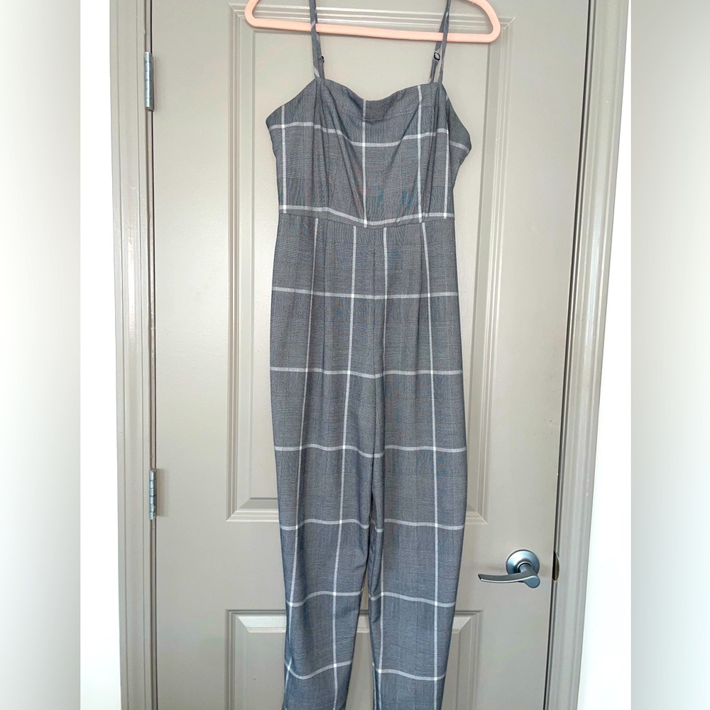 Fab’rik Plaid 3/4 length Fitted Jumpsuit Size M